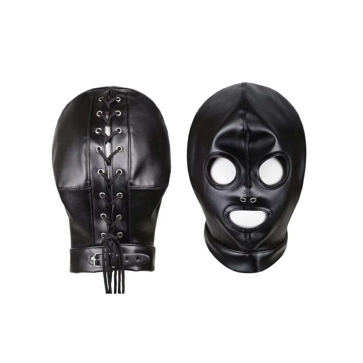 Masker & Harnas - Leder Look / PU Leer - Met Afneembare Staart - Zwart - BDSM / Roleplay / Cosplay / Rollenspel - Unisex - Sex Speeltjes Toys - Erotiek - Bondage Masker - OneSize