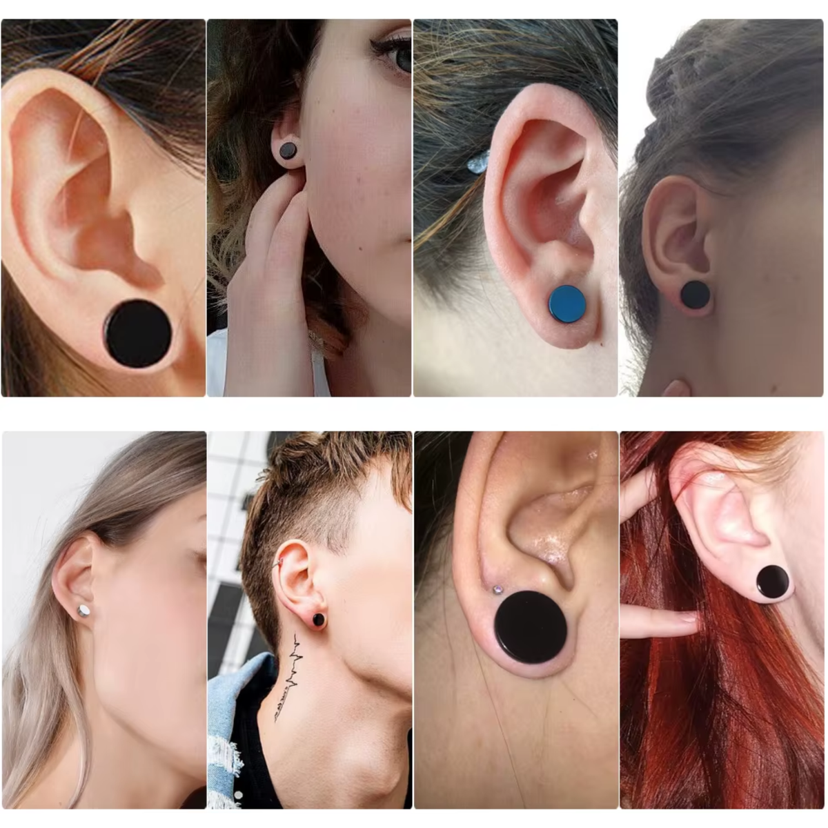 Piercing Set - 2 Nep Tunnel Piercings - Zilver & Zwart - Stainless Steel - Lippiercing / Oorpiercing - Piercing Schroefje  - Oorbel - Verkleedaccessoires - 12mm
