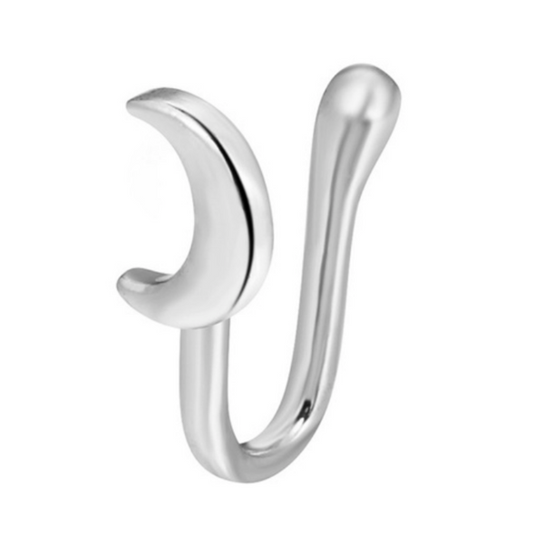 Fake Neuspiercing Zilver - Maan - Nep Neuspiercing Sieraad - Neusring - Nep Piercing Neus Ringetje - Metaal