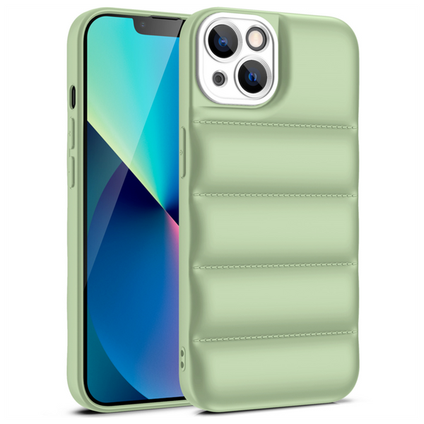 Puffer Case Groen - Geschikt voor iPhone 12 - Stootvast Hoesje met Camera Bescherming - Winterjas Donsjas Design - Shockproof TPU Back Cover