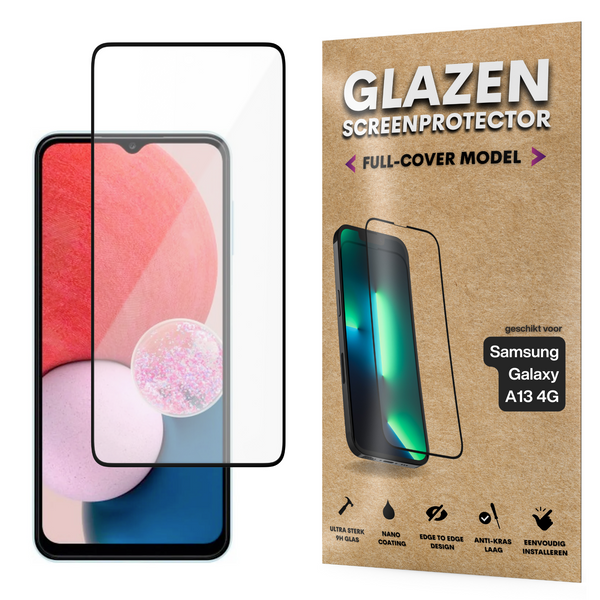 Screenprotector - Geschikt voor Samsung Galaxy A13 4G - Gehard Glas - Full Cover Tempered Glass - Case Friendly