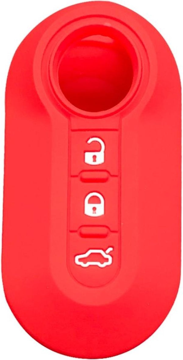 Siliconen Sleutelcover - Rood Sleutelhoesje Geschikt voor Fiat 500 / 500L / 500X / 500C / Panda / Punto / Stilo - Sleutel Hoesje Cover - Auto Accessoires