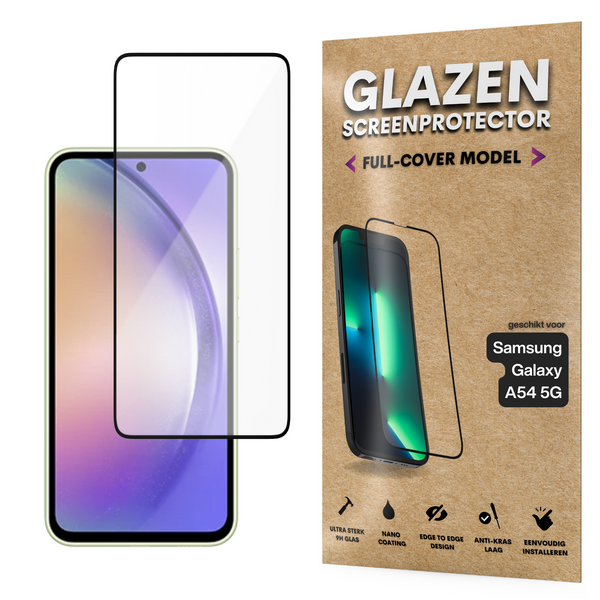 Screenprotector - Geschikt voor Samsung Galaxy A54 5G - Gehard Glas - Full Cover Tempered Glass - Case Friendly