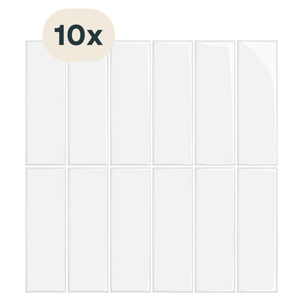 Solusia Zelfklevende Plaktegels - Wit – 10 Luxe Plaktegels voor Wand – Waterdichte Wandpanelen voor Keuken, Badkamer en Toilet – 25,4 x 25,4 cm – Makkelijk aan te brengen - Tegeltjes Tegelstickers