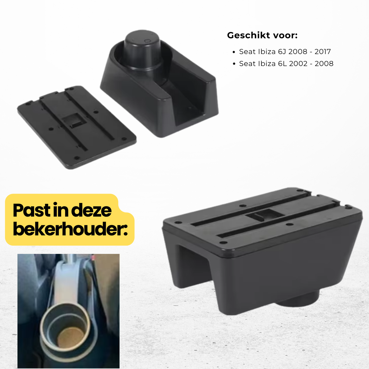 Multifunctionele Armsteun - Geschikt voor Seat Ibiza 6J 2008 - 2017 / Seat Ibiza 6L 2002 - 2008 - 1 USBC & 2 USB Aansluitingen - Opbergvakken - Armleuning - Middenconsole - Bekerhouder