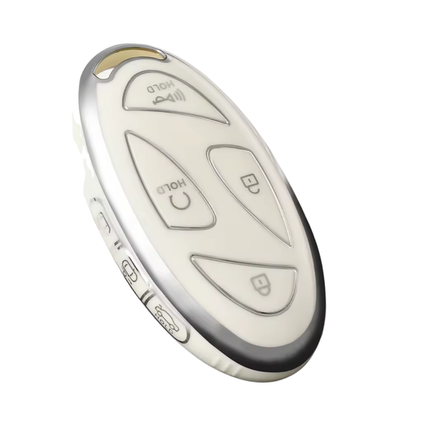 Zachte TPU Sleutelcover - Sleutelhoesje Geschikt voor Hyundai IONIQ 6 / Grand Prix / GN7 / Kona 5- Zilver met Wit - Key Cover - Auto Accessoires