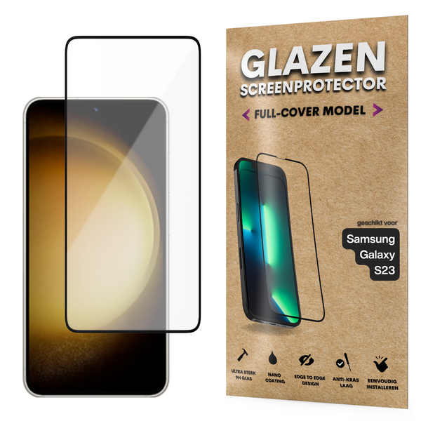 Screenprotector - Geschikt voor Samsung Galaxy S23 - Gehard Glas - Full Cover Tempered Glass - Case Friendly