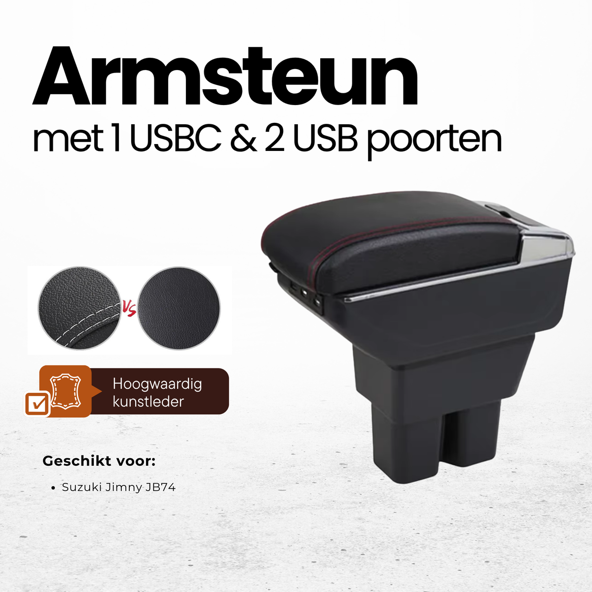 Multifunctionele Armsteun - Geschikt voor Suzuki Jimny JB74 - 1 USBC & 2 USB Aansluitingen - Opbergvakken - Armleuning - Middenconsole - Bekerhouder