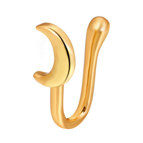 Fake Neuspiercing Goud - Maan - Nep Neuspiercing Sieraad - Neusring - Nep Piercing Neus Ringetje - Metaal