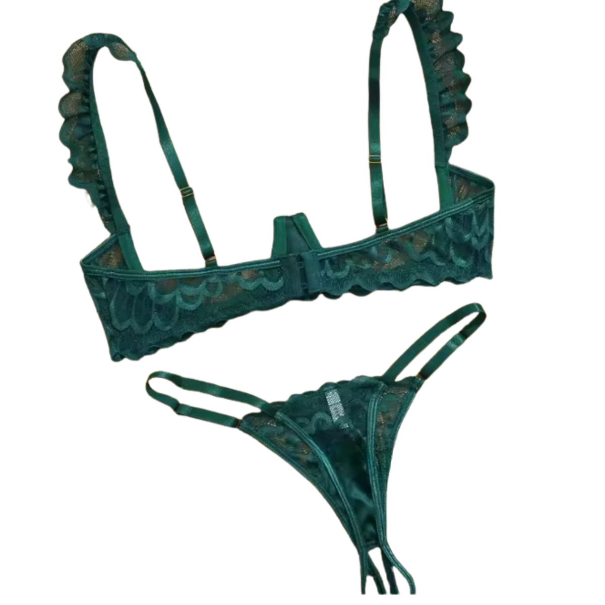 Sexy Dames Lingerieset – Groen – Tweedelige Lingerie Set - Open BH - String Met Open Kruis - Met Verstelbare Bandjes - Ondergoed Voor Vrouwen - Maat XL