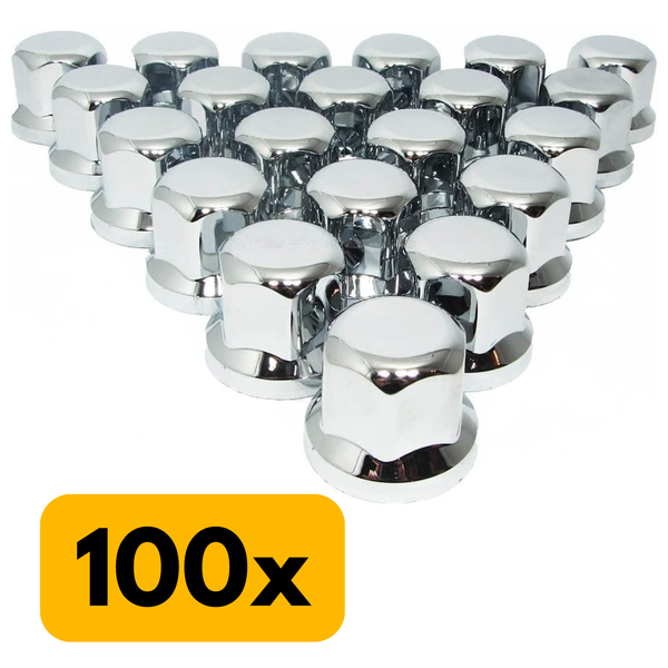 Vrachtwagen Wielmoerdoppen Chroom - 100 Stuks - 50 mm x 33 mm - Kunststof - Wiel Moer Cover Caps - Bescherming Voor Wielmoeren - Wieldoppen - Geschikt Voor Vrachtwagen / Trucks / Aanhanger / Bus / Trailer - Voertuig accessoires