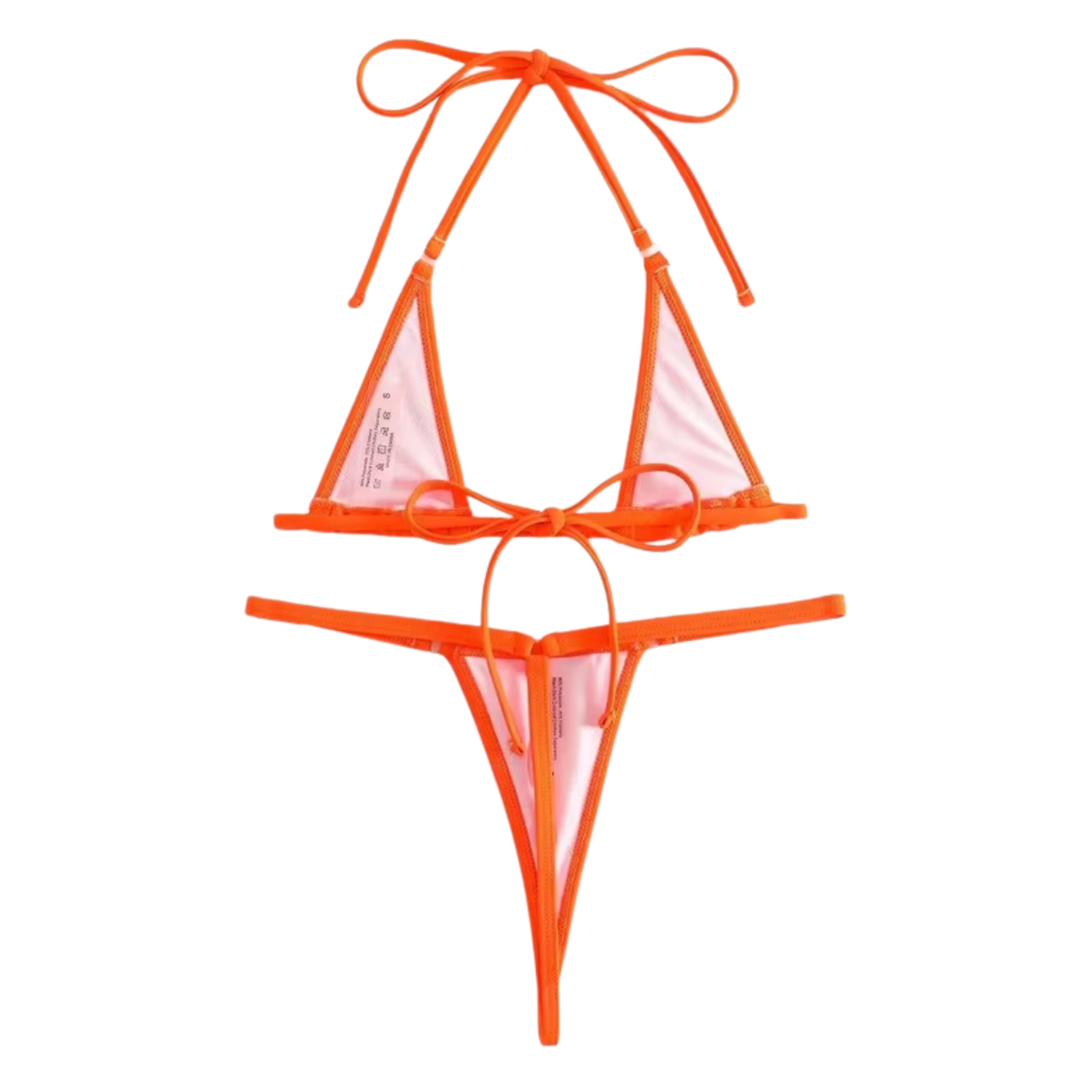 Sexy Dames Bikini Set – Oranje - Mini Lingerie Set Tweedelig - Halter Top Zonder Beugel - Micro T String - Met Verstelbare Bandjes & Stretch - Ondergoed Voor Vrouwen - One Size