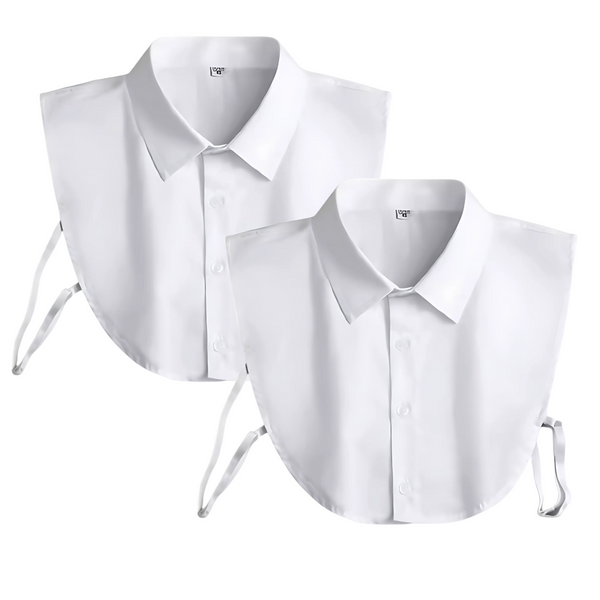 Witte Losse Blouse Kraag Dames - 2 Stuks Wit - Fake Kraagje Onder Trui of Jurk - Afneembare Opstaande Kraag - Overhemd Blouse Kraag - Accessoire Kleding - One Size