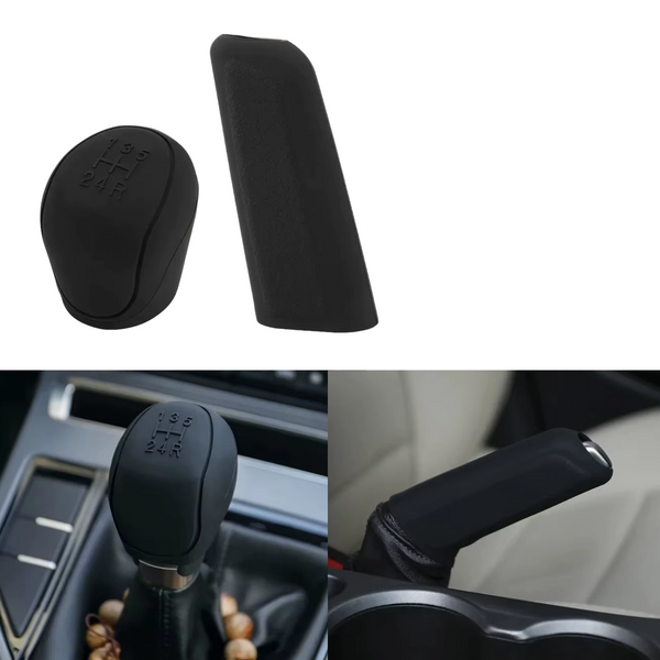 Versnellingspook + Handrem Set - Siliconen Antislip Hoesjes - Versnellingspook Hoes en Handrem Hoes - Auto Accessoire - Universeel - Zwart