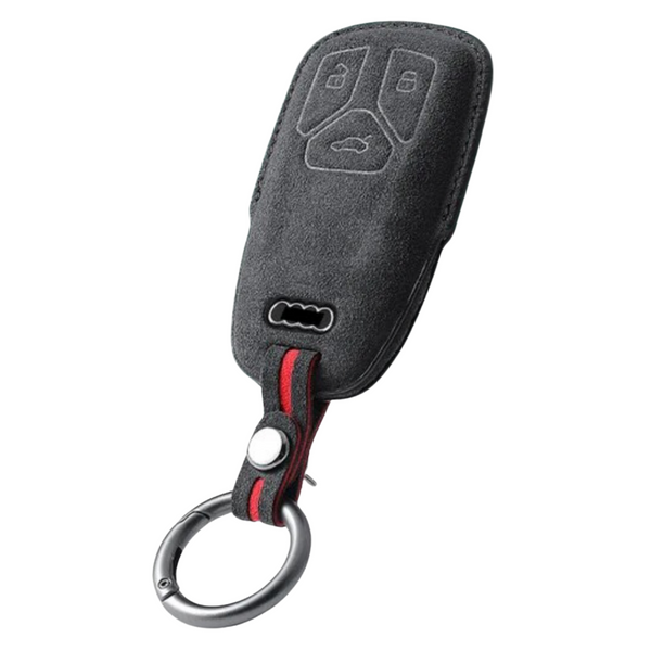 Luxe Alcantara Sleutelcover - Sleutelhoesje Geschikt voor Audi A4, B9, A5, A6, 8S, 8W, Q5, Q7, 4M, S4, S5, S7, TTS, TFSI RS 2019-2022 - Alcantara Look - Zacht Sleutel Hoesje - Met Hanger - Auto Accessoires
