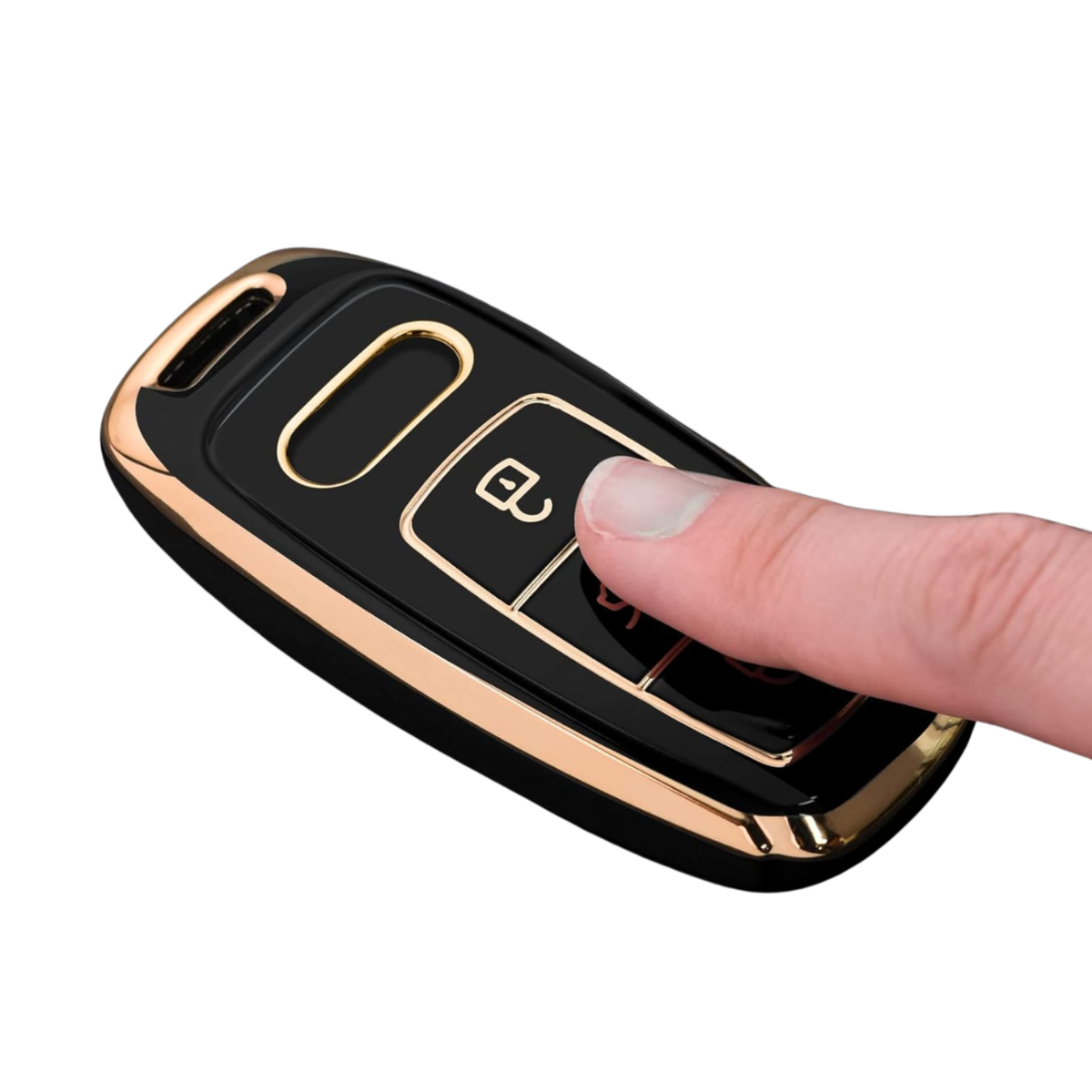 Zachte TPU Sleutelcover - Sleutelhoesje Geschikt voor Audi A3 / A4 / B9 / A6 / C8 / A7 / S7 / 4K / A8 / D5 / S8 / Q7 / Q8 / SQ8 / E-tron / 2018 / 2019 / 2020 / 2021 / 2022  - Zwart met Goud - Key Cover - Auto Accessoires