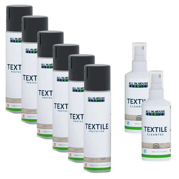 All-In House Textile Protector 6 x 250ml + Textile Cleantex Vlekkenspray 2 x 100ml