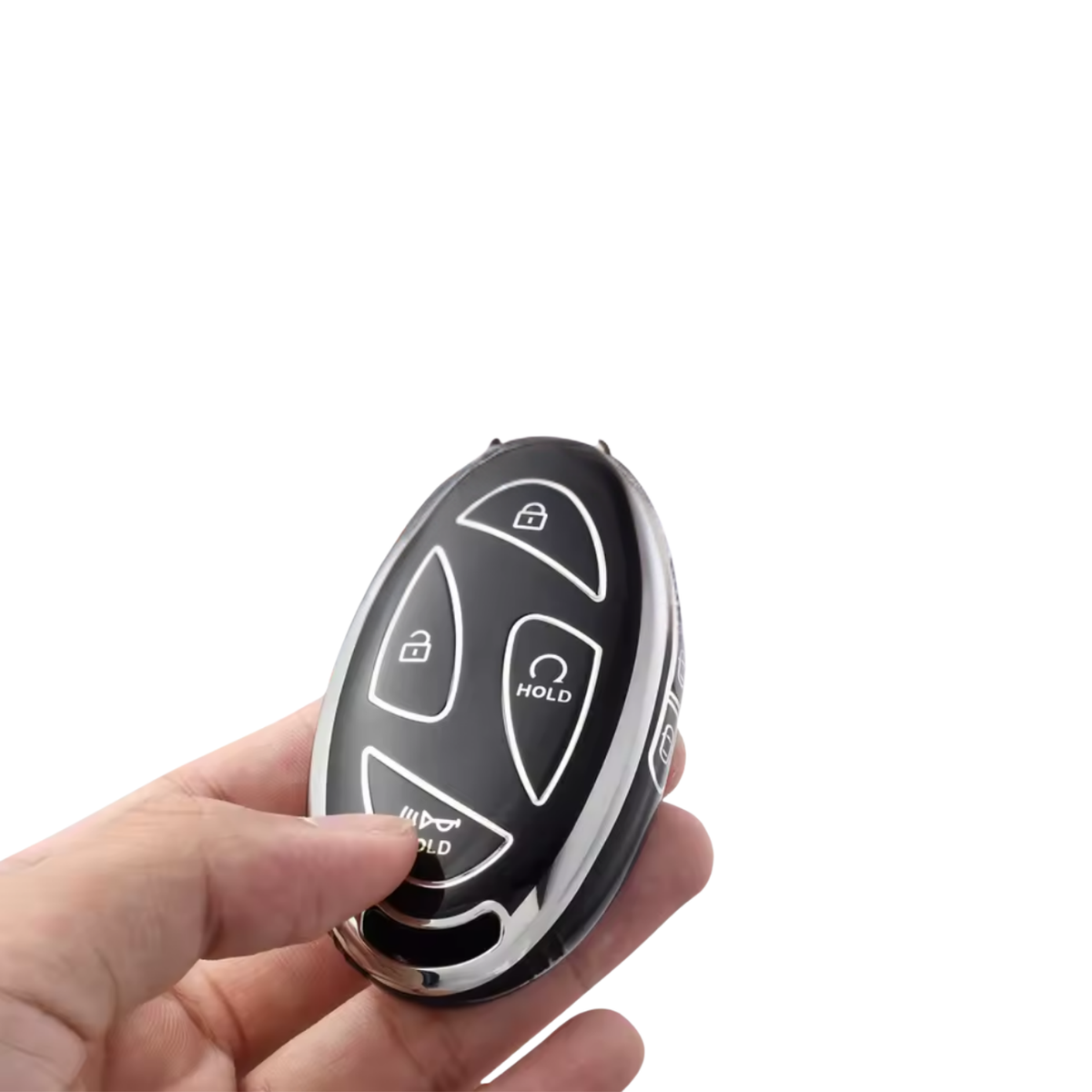 Zachte TPU Sleutelcover - Sleutelhoesje Geschikt voor Hyundai IONIQ 6 / Grand Prix / GN7 / Kona 5- Goud met Blauw - Key Cover - Auto Accessoires
