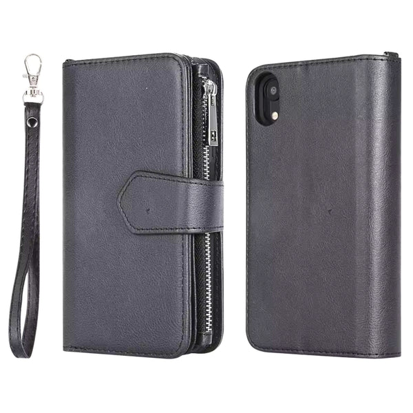 Portemonnee met Magnetisch Telefoonhoesje - Geschikt voor Samsung Galaxy A53 5G - Grijs - Kunstleer - Schokbestendig - Verschillende vakjes - Met Ritssluiting - Met Draagkoord