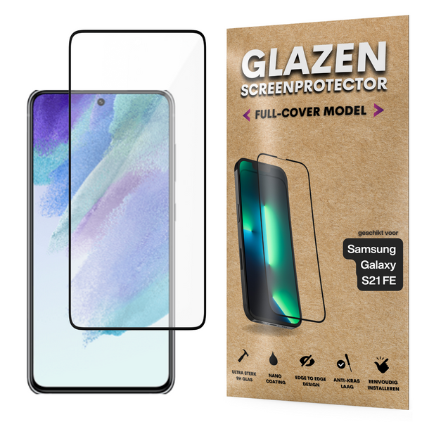 Screenprotector - Geschikt voor Samsung Galaxy S21 FE - Gehard Glas - Full Cover Tempered Glass - Case Friendly