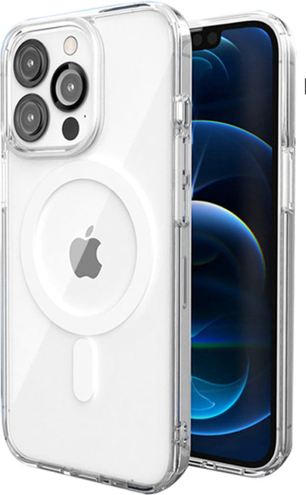 Transparant Magneet Hoesje - Geschikt voor iPhone 14 Pro Max - Stevig Doorzichtig Shockproof - Magnetisch TPU Hoesje - Anti Yellowing Achterkant (Magneet Compatible)