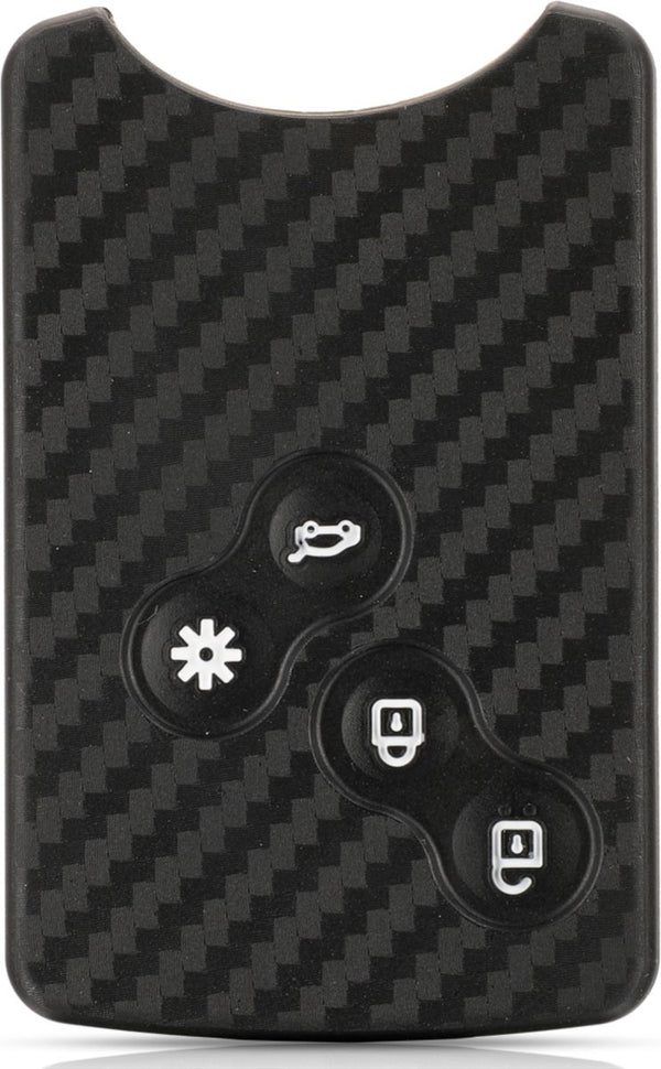 Zachte Carbon Sleutelcover met Knoppen - Sleutelhoesje Geschikt voor Renault Clio / Megane / Scenic / Captur / Laguna / Zoë / Koleos / Logan / Duster / Sandero - Siliconen Materiaal - Sleutel Hoesje Cover - Auto Accessoires
