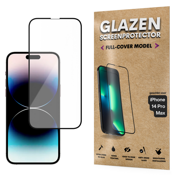 Screenprotector - Geschikt voor iPhone 14 Pro Max - Gehard Glas - Full Cover Tempered Glass - Case Friendly