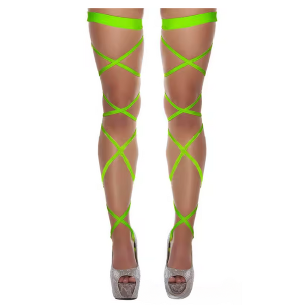 Sexy Wrap Kousen – Verleidelijke Stay-Up Stockings met Veters – One Size – Groen – Luxe Erotische Lingerie - Veters Benen Hakken