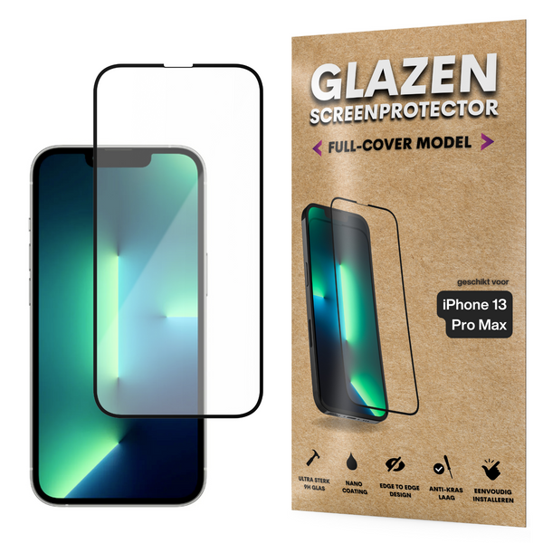 Screenprotector - Geschikt voor iPhone 13 Pro Max - Gehard Glas - Full Cover Tempered Glass - Case Friendly