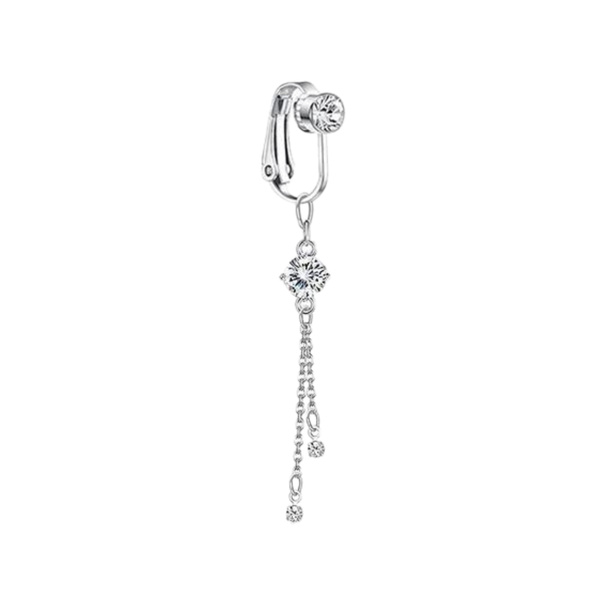 Fake Navelpiercing Zilver - Nep Navelpiercing - Kristal Hanger - Stainless Steel - Piercing Voor Navel zonder Gaatje