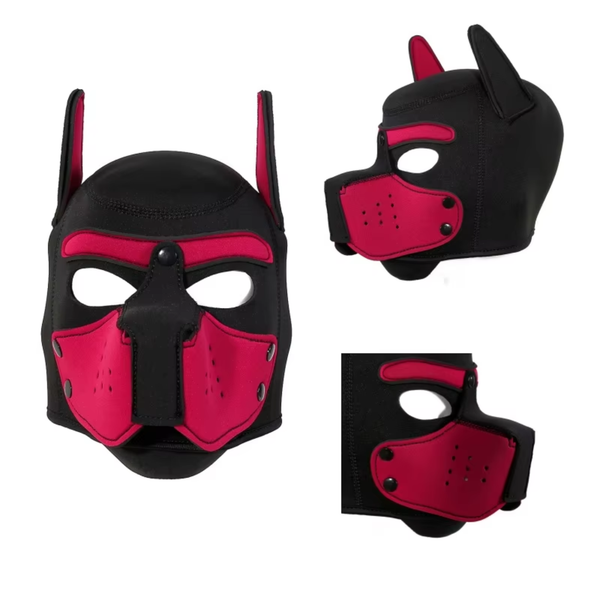 Honden Masker - Zwart & Rood - Puppy Play - BDSM Roleplay & Cosplay - Unisex - Sex Speeltjes Toys - Erotiek - Bondage Masker - OneSize