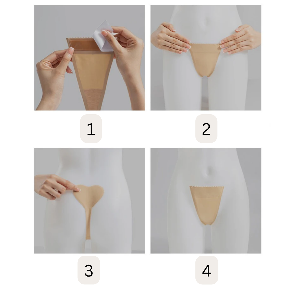 Onzichtbare Zelfklevende C-Strings - Zonder Zijbandjes / Zijkant - Strapless - Onzichtbaar / Invisible - Seamless - Herbruikbaar - Zwart & Nude - Maat XL