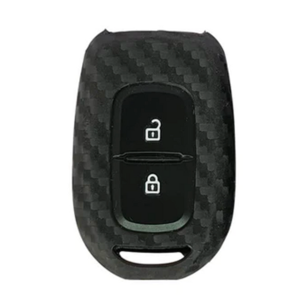Zachte Carbon Sleutelcover met Knoppen - Sleutelhoesje Geschikt voor Renault Clio / Captur / Laguna / Scenic / Duster / Logan / Sandero - Siliconen Materiaal - Sleutel Hoesje Cover - Auto Accessoires