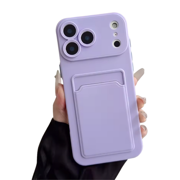 Hoesje Geschikt voor Apple iPhone 17 Pro - Stevig TPU - Met Kaarthouder - Lila/ Paars - Shockproof Case met Pasjeshouder - TPU Hoes Met Vakje Voor Pasje - Card Case Back Cover