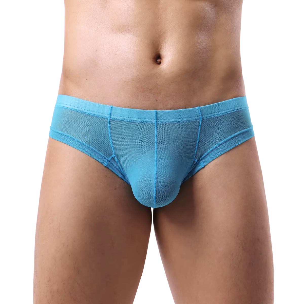Heren String Transparant - Low Waist - G-String Doorzichtig Blauw - Sexy Mesh Design - Mannen Onderbroek - Lingerie Voor Mannen - Ondergoed Maat L