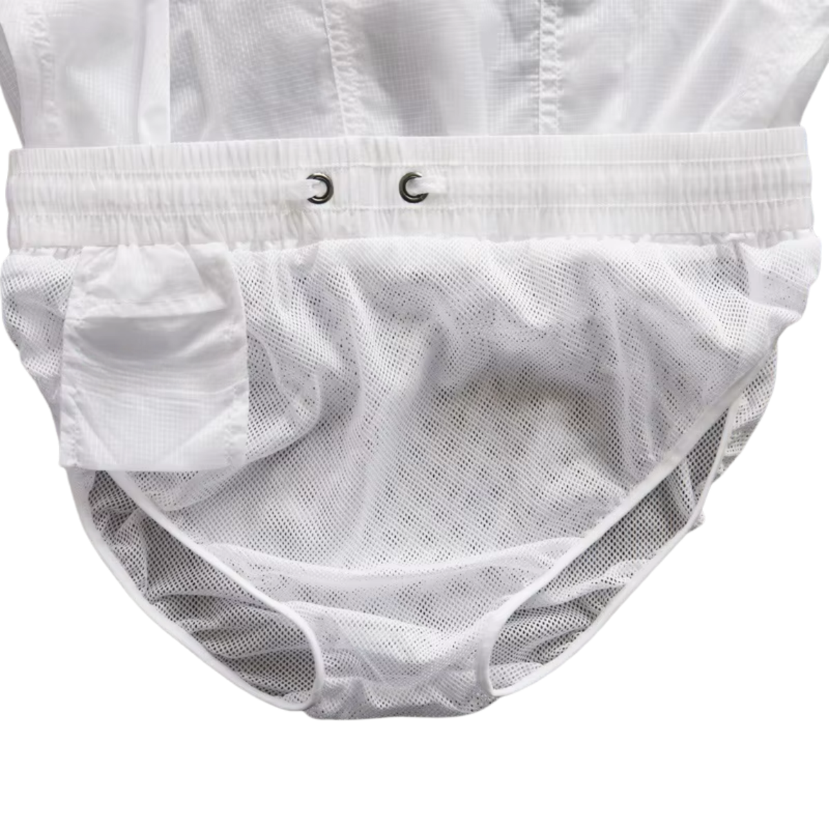 Heren Zwembroek Transparant Wit - Witte Zwemshort - Zwem Boxershort - Sexy Transparant Design - Met Zakken & Voering Binnenbroekje -  Mannen - Badkleding / Strandkleding / Zwemkleding - Maat L