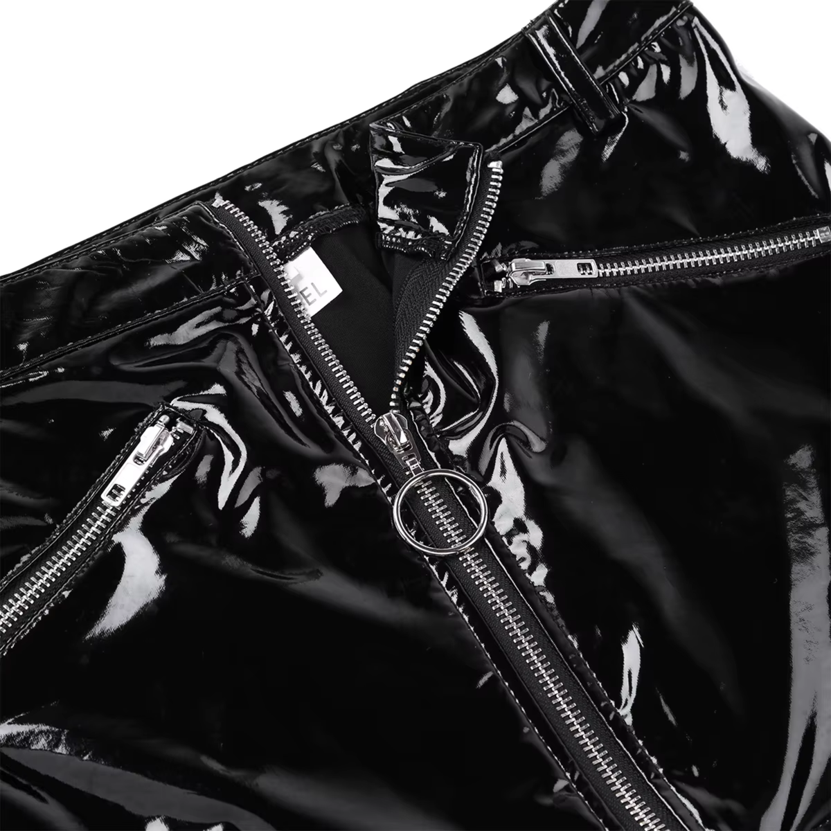 Latex-look Mini Rok Met Ritsen - Zwart - Sexy Erotisch Pencil Rokje - Imitatie Leder - Sexy Lingerie - Cosplay - Strak Glanzend Dames Rokje - Maat L