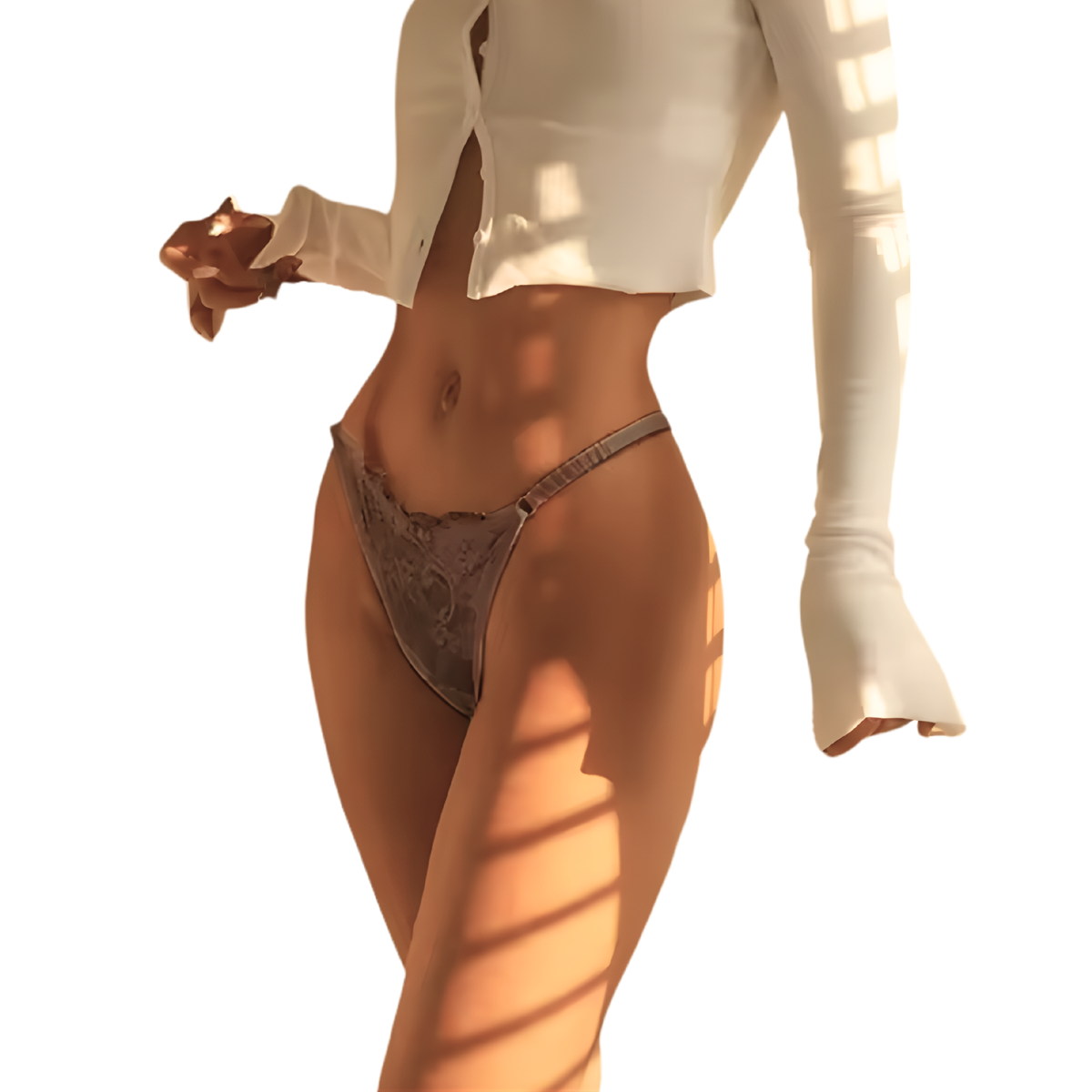 Sexy Kanten String – Taupe - Lingerie met Kant, Strikje en Steentje – Verleidelijk en Comfortabel Dames Ondergoed - Slip / Onderbroek Voor Vrouwen - One Size