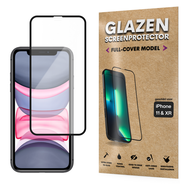 Screenprotector - Geschikt voor iPhone 11 / XR - Gehard Glas - Full Cover Tempered Glass - Case Friendly