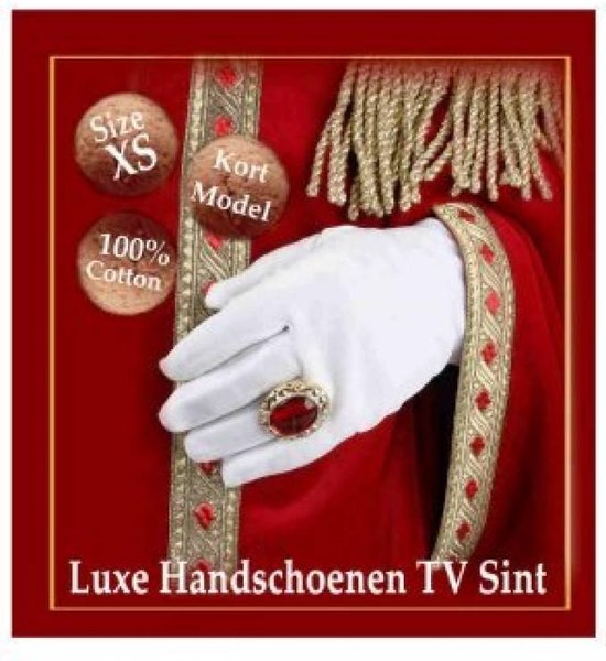 [EOL] Witte Handschoenen Luxe TV Sint - maat XXL