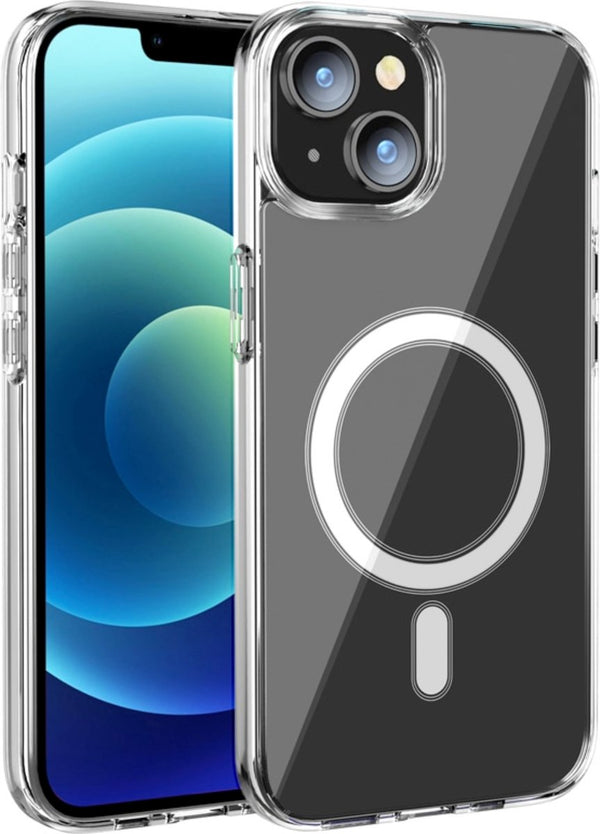 Transparant Magneet Hoesje - Geschikt voor iPhone 14 Plus - Stevig Doorzichtig Shockproof - Magnetisch TPU Hoesje - Anti Yellowing Achterkant (Magneet Compatible)