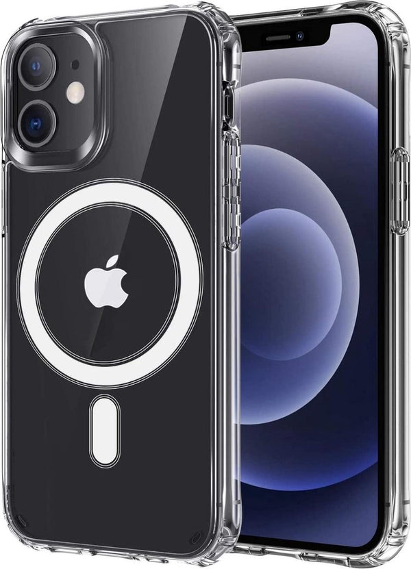 Transparant Magneet Hoesje - Geschikt voor iPhone 12 / 12 Pro - Stevig Doorzichtig Shockproof - Magnetisch TPU Hoesje - Anti Yellowing Achterkant (Magneet Compatible)