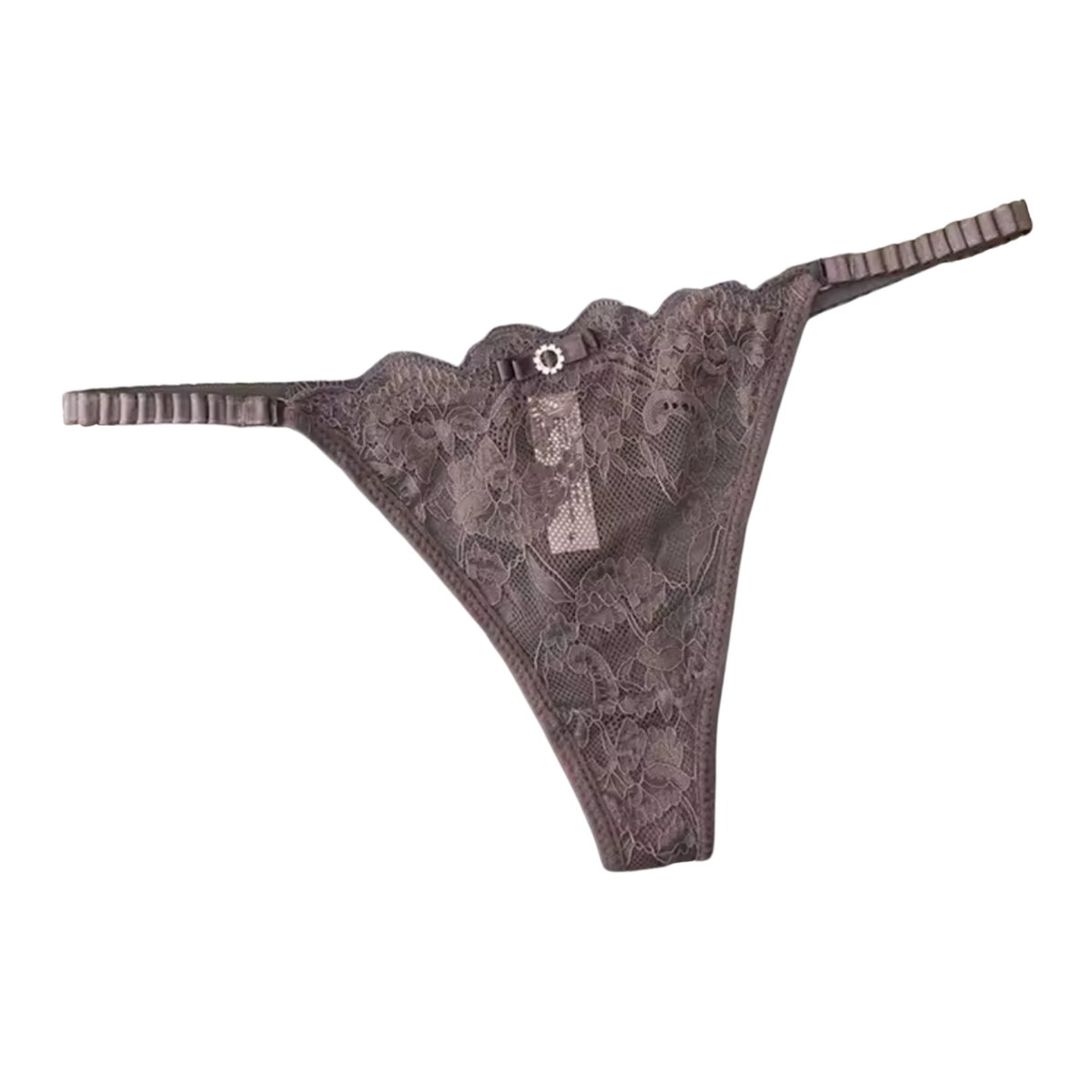 Sexy Kanten String – Paars - Lingerie met Kant, Strikje en Steentje – Verleidelijk en Comfortabel Dames Ondergoed - Slip / Onderbroek Voor Vrouwen - One Size