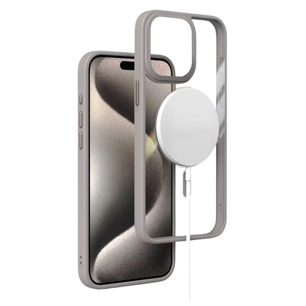 Transparant Magneet Ring Hoesje - Geschikt voor Apple iPhone 15 Pro Max - Natural Titanium - Stevig Doorzichtig Shockproof - Magnetisch - TPU Rand - Anti Yellowing Achterkant (Magneetring Compatible)