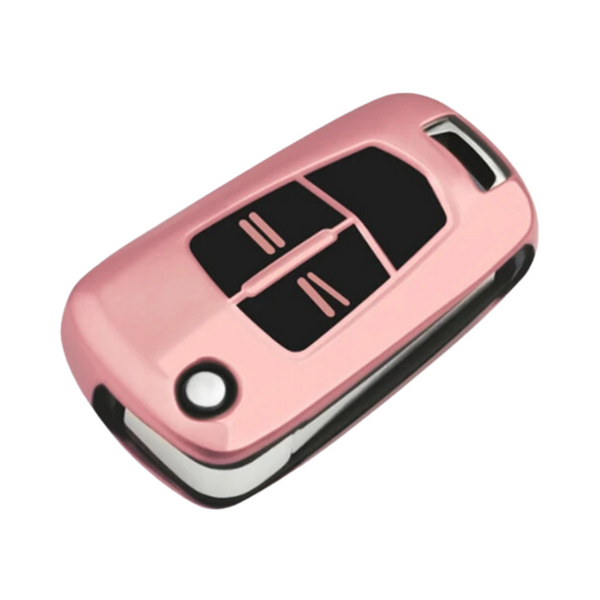 Zachte TPU Sleutelcover - Geschikt voor Opel Astra J / Corsa D / Insignia / Vectra / Zafira - Roze Glossy - Sleutel Hoesje Cover - Auto Accessoires