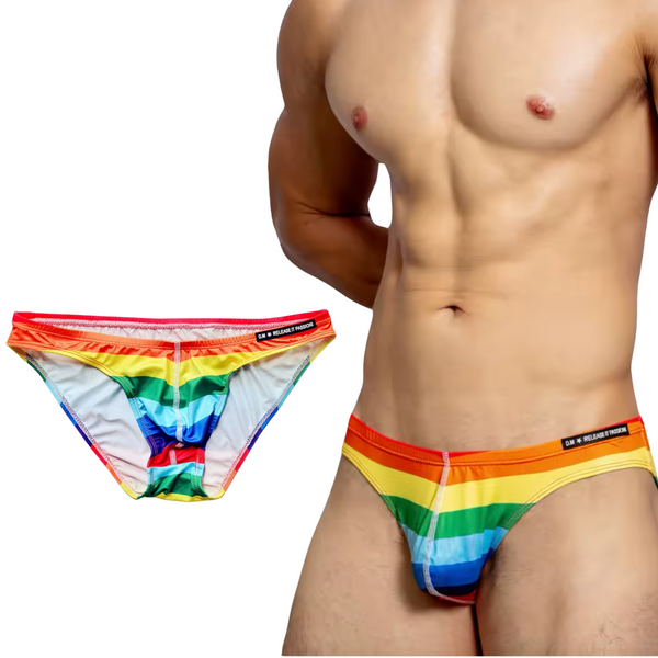 Sexy Heren Regenboog Zwembroek - Regenboog Kleuren LHBTQIA + - Mannen Zwembroek - Thong Swimwear - Ondergoed - Maat XL