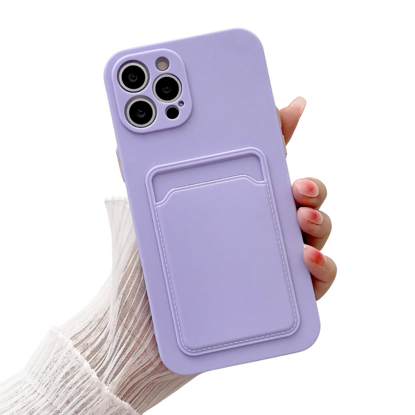 Hoesje Geschikt voor Apple iPhone 16 Pro Max Stevig TPU - Met Kaarthouder - Lila Paars - Shockproof Case met Pasjeshouder - TPU Hoes Met Vakje Voor Pasje - Card Case Back Cover