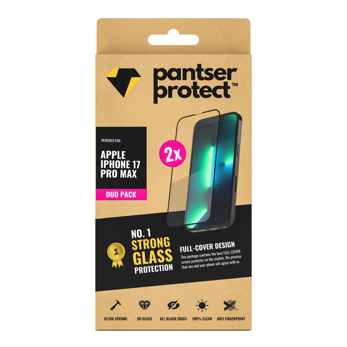 DUO-PACK - 2x Pantser Protect™ Glass Screenprotector Geschikt voor Apple IPhone 17 Pro Max - Case Friendly - Premium Pantserglas - Glazen Screen Protector