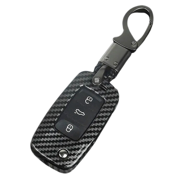 Premium Sleutelcover - Gloss Carbon Look - Sleutelhoesje Geschikt voor Volkswagen Golf / Polo / Tiguan / Up / Passat / Seat Leon / Skoda Citigo - Key Cover - Auto Accessoires