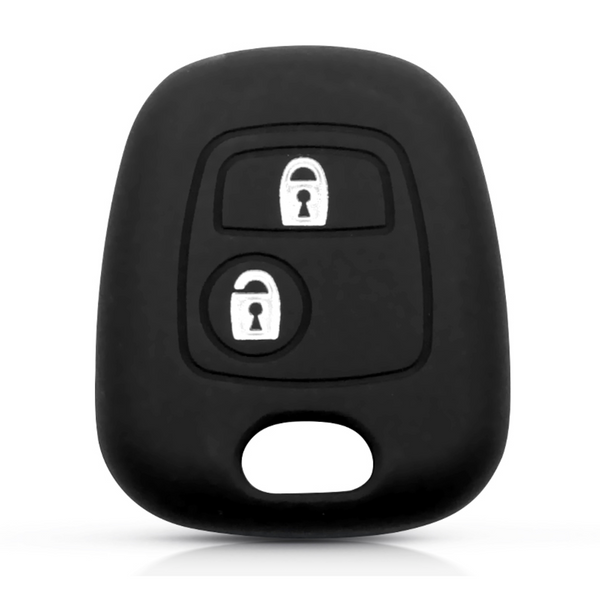 Siliconen Sleutelcover - Geschikt voor Toyota Aygo / Citroën C1 / Peugeot 107 – Zwart - Sleutel Hoesje Cover Geschikt voor Peugeot 107 / 107 / 206 / 207 / 306 / 307 / 406 / 407  - Auto Accessoires